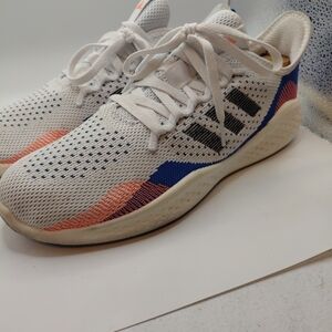 Adidas Fluidflo 2.0 White Blue Knit Running Shoes Men Size 10